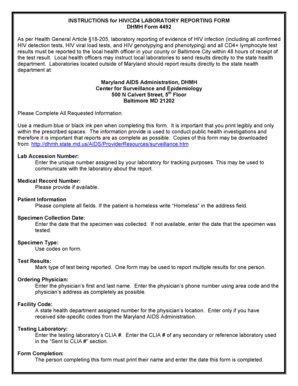 Maryland HIV/CD4 Laboratory Reporting Form