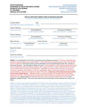 Maryland Divorce Record Verification Application