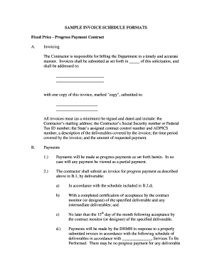 SAMPLE INVOICE SCHEDULE FORMATS Fixed Price ... - DHMH - dhmh md