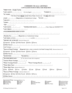 Real Estate Listing Form