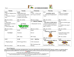Student Assignment Calendar