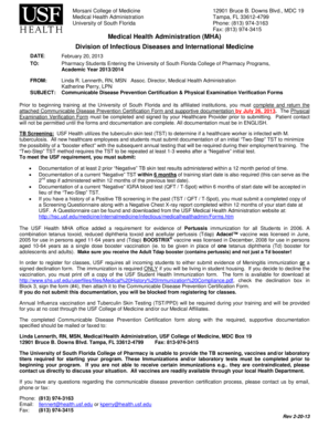 Communicable Disease Prevention Certification Form