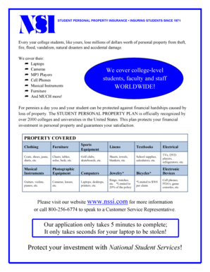 Student Personal Property Insurance Application