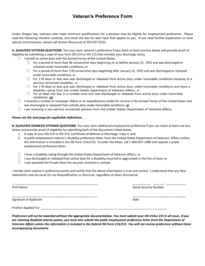 Oregon Veteran’s Preference Form
