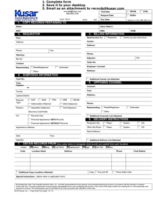Kusar Copy Order Form