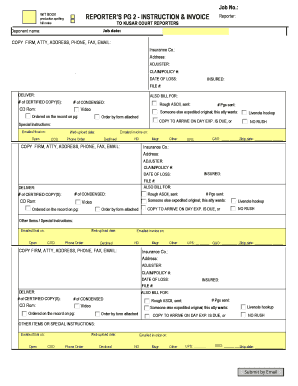 Reporter's Invoice and Instruction Form