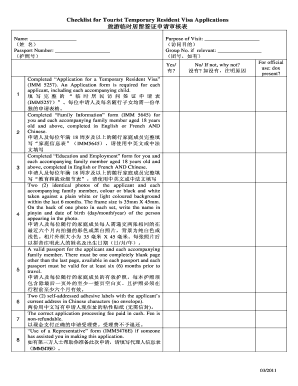 Tourist Temporary Resident Visa Application Checklist