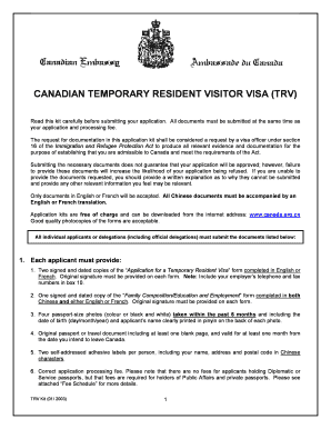 Canadian Temporary Resident Visitor Visa Application