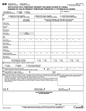 Canada Temporary Resident Visa Application