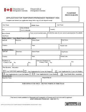 Canada Temporary/Permanent Resident Visa Application