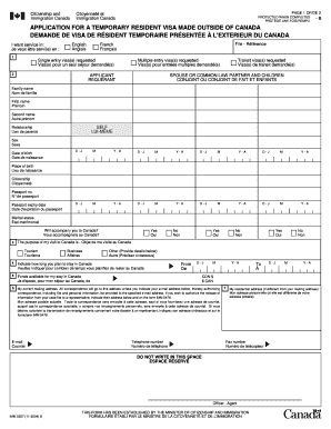 Canada Temporary Resident Visa Application