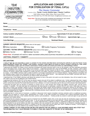 Neuter Consent Form for Feral Cats