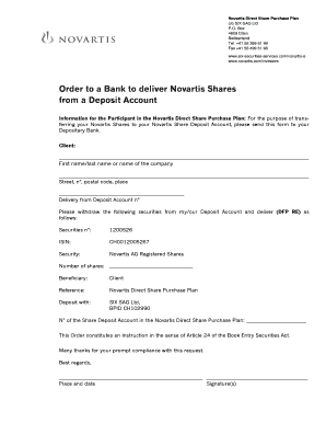 Novartis Direct Share Purchase Plan Order Form