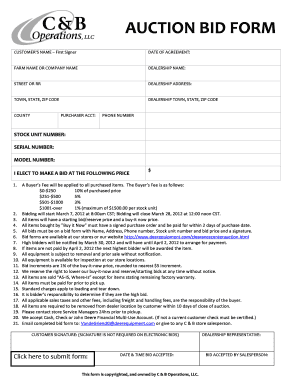 Auction Bid Form