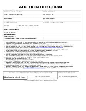 Auction Bid Form