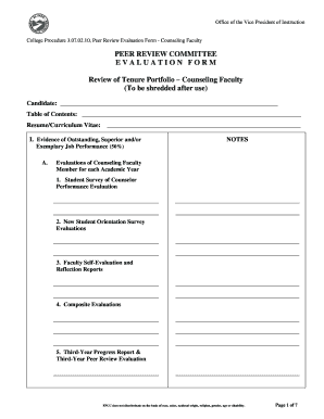 Employee evaluation template - Peer Review Committee Evaluation Form-Counseling Faculty - epcc