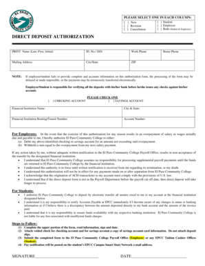 Direct Deposit Authorization Form