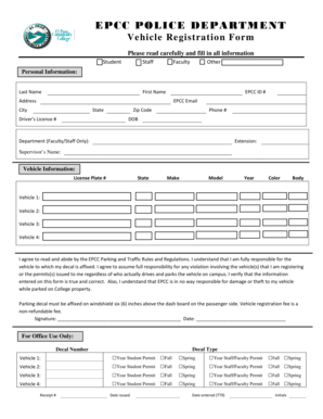 EPCC Vehicle Registration Form
