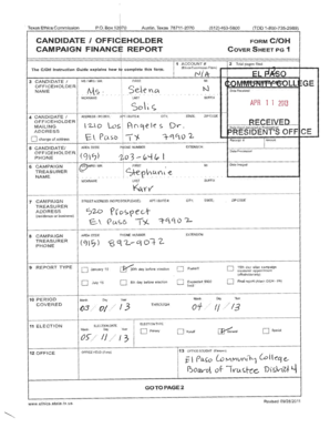 Texas Candidate Officeholder Financial Report