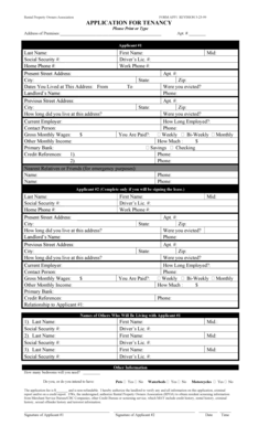 Rental Property Owners Association Tenancy Application