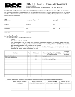 2013-14 Financial Aid Verification Form