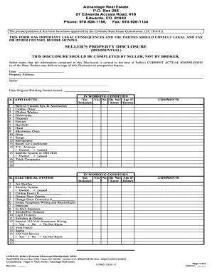 Colorado Seller's Property Disclosure Form