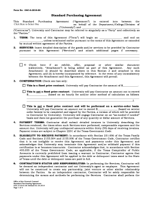 Texas Standard Purchasing Agreement