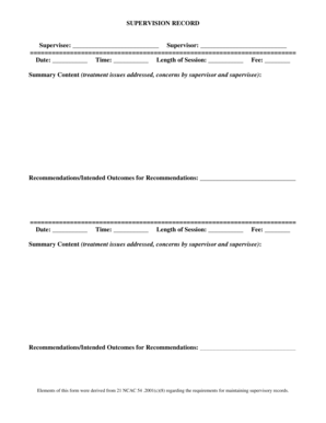 Supervision Record Form
