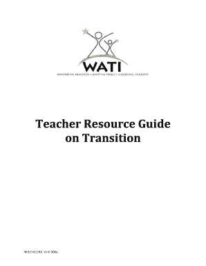 Teacher Resource Guide on Transition