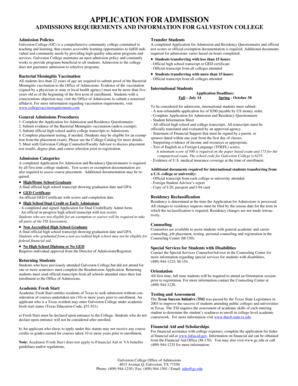 Galveston College Application for Admission