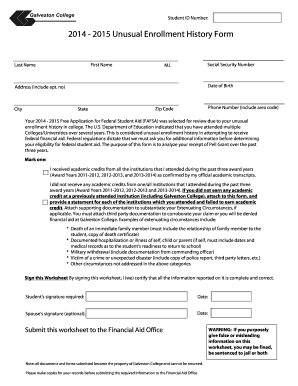 2014-2015 Unusual Enrollment History Form