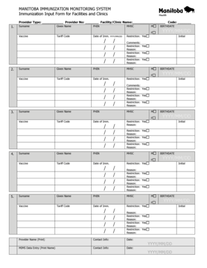 Manitoba Immunization Monitoring System Form