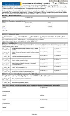 Ontario Graduate Scholarship Application