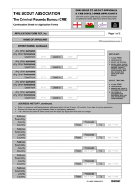 The Scout Association CRB Disclosure Application Continuation Sheet
