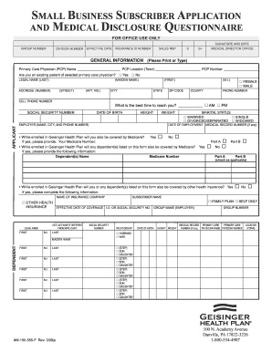 Geisinger Health Plan Application and Medical Disclosure