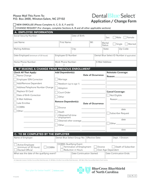 Dental Blue Select Application Form