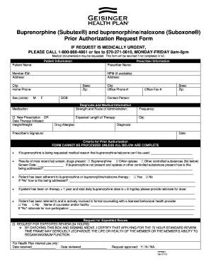 Buprenorphine Prior Authorization Request Form