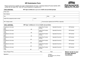 NPI Submission Form