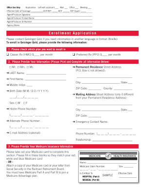 Geisinger Gold Medicare Advantage Enrollment Application