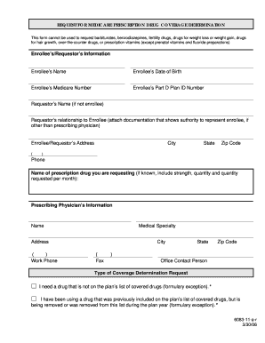 Medicare Prescription Drug Coverage Determination Form