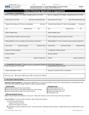 Vision Checking Application & Agreement