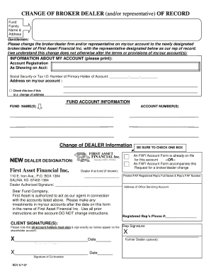 Change of Broker Dealer Form