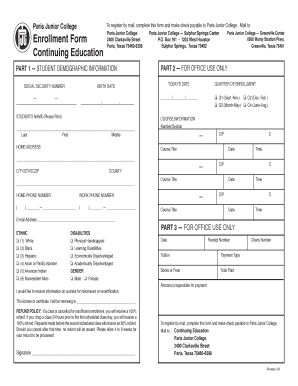 Paris Junior College Enrollment Form