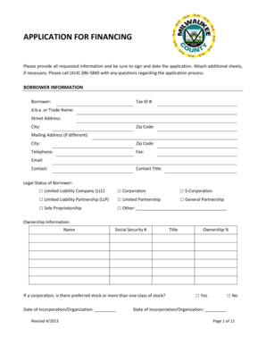 Application for Financing