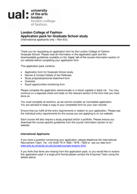London College of Fashion Graduate School Application Form