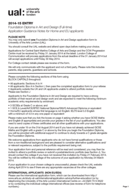 Foundation Diploma in Art and Design Application Form