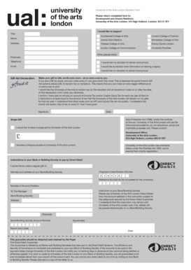 University of the Arts London Donation Form