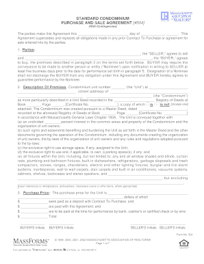 Standard Condominium Purchase and Sale Agreement