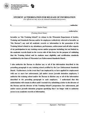 Wisconsin Student Authorization for Release of Information