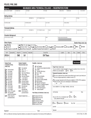 Milwaukee Area Technical College Registration Form
